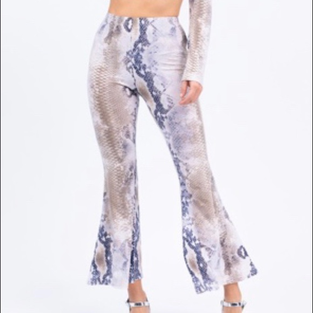 High waisted snake skin pants.